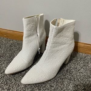 White Pearled Booties